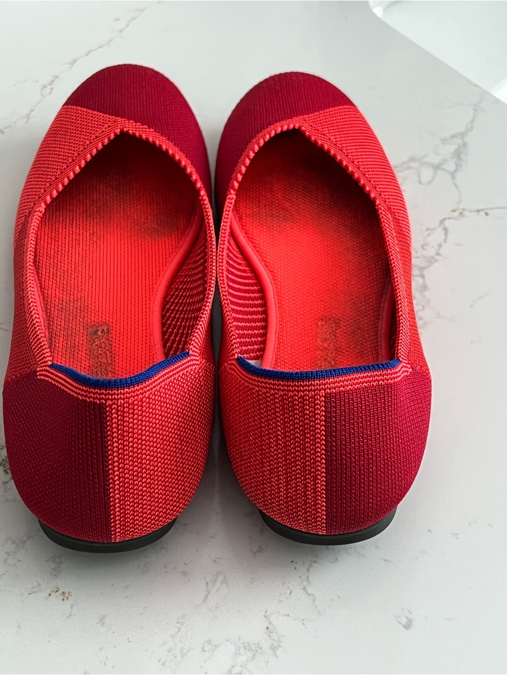 Rothy's Cherry Pop Red Knit Slip-On Flats, Round toe - Picture 2 of 4